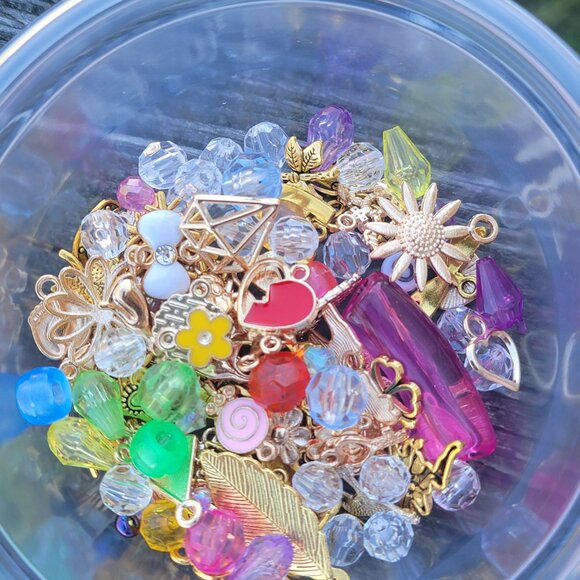 A mix of jewelry making beads, charms, and stones 100+ - Picture 3 of 4